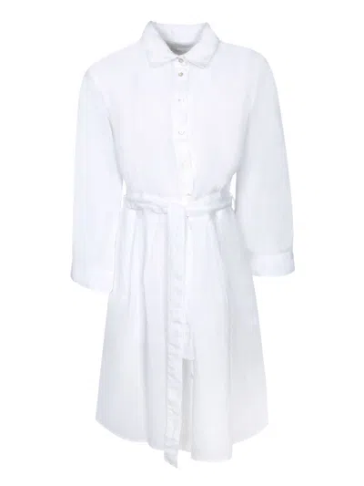 120% LINO WHITE LINEN MINI DRESS 