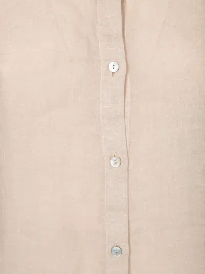 120% Lino Oversized Linen Shirt In Sand In Beige