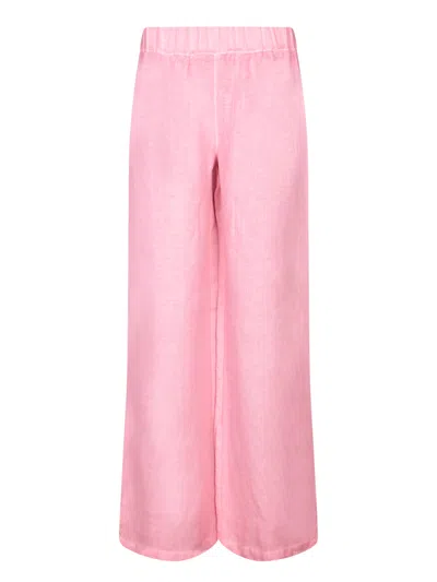 120% Lino Geranium Pink Linen Trousers In Pink