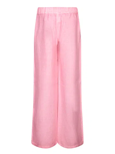 120% Lino Geranium Pink Linen Trousers In Pink