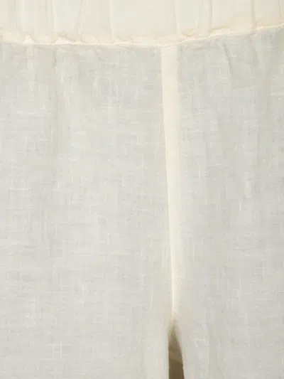 120% Lino Relaxed Wide-leg Linen Pants With Drawstring Waist In Beige