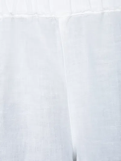120% Lino Relaxed Wide-leg Linen Pants With Drawstring Waist In White