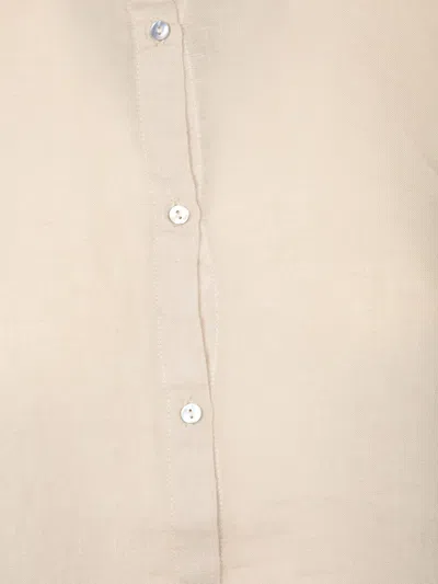 120% Lino Oversized Linen Shirt In Sand In Beige