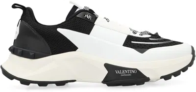 Valentino True Act Leather-trimmed Mesh And Rubber Sneakers In Black