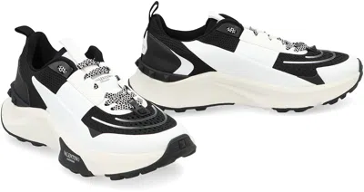 Valentino True Act Leather-trimmed Mesh And Rubber Sneakers In Black