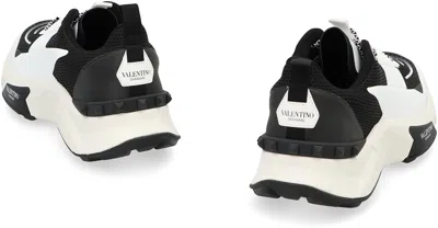 Valentino True Act Leather-trimmed Mesh And Rubber Sneakers In Black