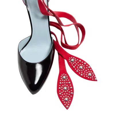 Valentino Garavani Foliefoliage Sandal With Color-block Design And Beaded Accents In Black