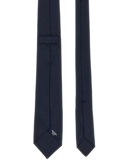 Barba Napoli Pointed Tip Slim Silk Tie With Textured Finish In Black