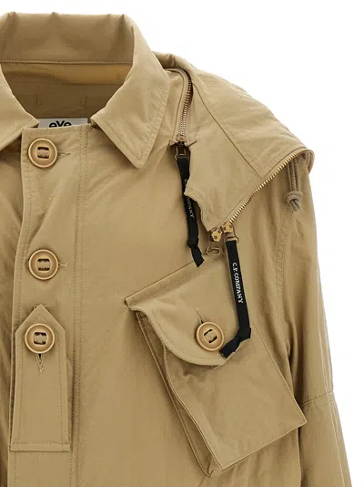 Junya Watanabe X C.p. Company Trenchcoat Mit Kapuze In Beige