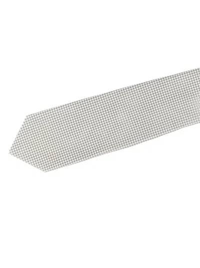 Barba Napoli Pointed Tip Slim Silk Tie With Textured Pattern In White