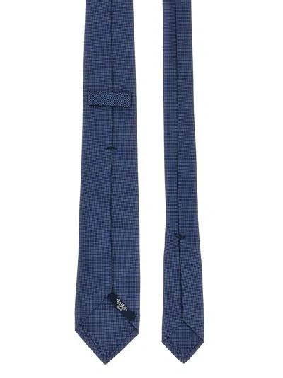 Barba Napoli Pointed Tip Slim Silk Tie With Textured Finish In Blue