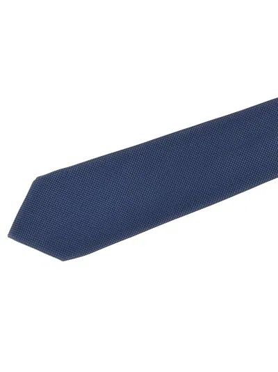 Barba Napoli Pointed Tip Slim Silk Tie With Textured Finish In Blue