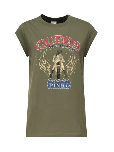 Shop Pinko Printed T-shirt In Military Green