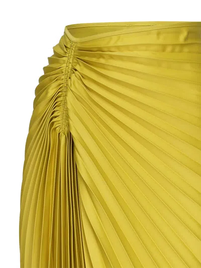 Pinko Pleated Skirt With Asymmetrical Hem In Palm Green