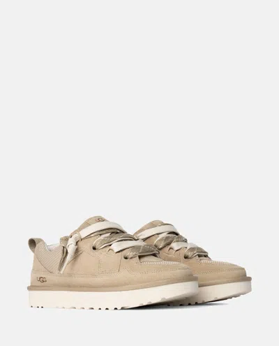 Ugg Lo Lowmel Suede Lace Up Trainers Mustard Seed In Neutral
