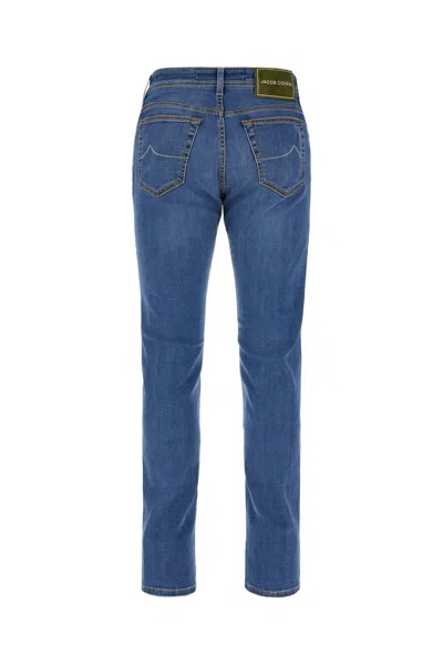 Jacob Cohen Stitched Denim Trousers Featuring Belt Loops In Blue