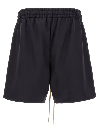 Fear Of God Black Virgin Wool Bermudas With Relaxed Fit And Drawstring Waist In Blue