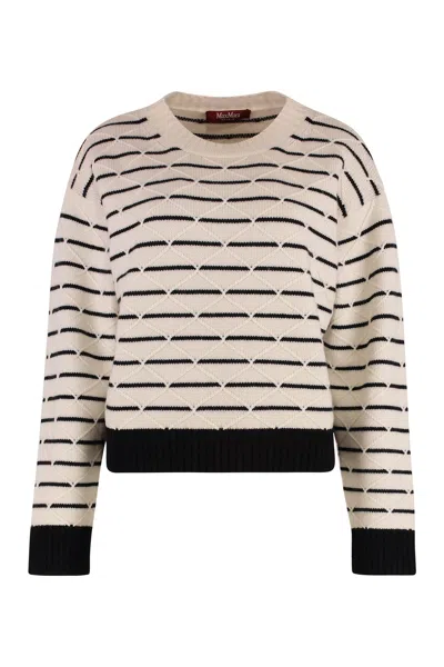 Max Mara Studio Gettone Wool And Cashmere Sweater In White
