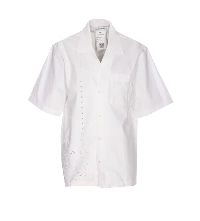 Marine Serre Short Sleeves Collared Neck Regenerated Shirt In White