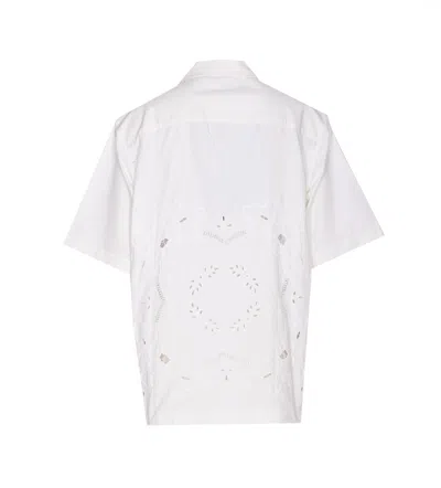 Marine Serre Short Sleeves Collared Neck Regenerated Shirt In White