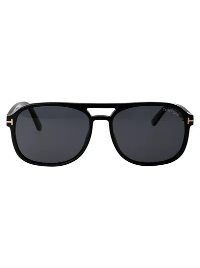 Tom Ford Aviator Sunglasses Ft1022 01 A In 01a Nero Lucido / Fumo