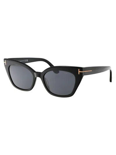 Tom Ford Sunglasses In 01a Nero Lucido / Fumo