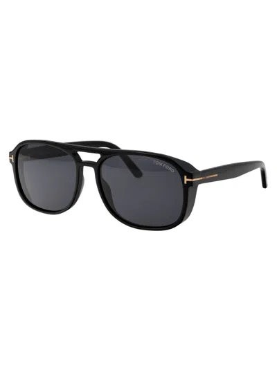 Tom Ford Aviator Sunglasses Ft1022 01 A In 01a Nero Lucido / Fumo