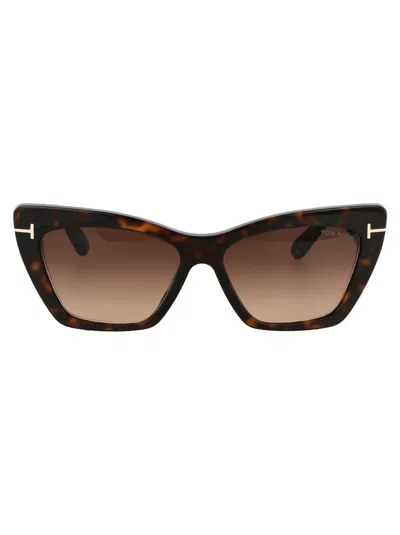 Tom Ford Womens Brown Tr001312 Ft0871 Cat-eye Tortoiseshell Acetate Sunglasses In 52f Avana Scura / Marrone Grad