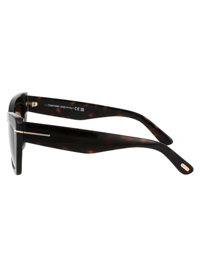 Tom Ford Womens Brown Tr001312 Ft0871 Cat-eye Tortoiseshell Acetate Sunglasses In 52f Avana Scura / Marrone Grad