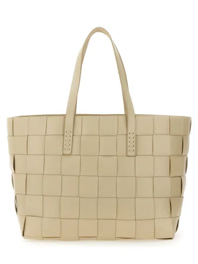 Dragon Diffusion Box Weave Basket Tote In Beige Leather In Brown