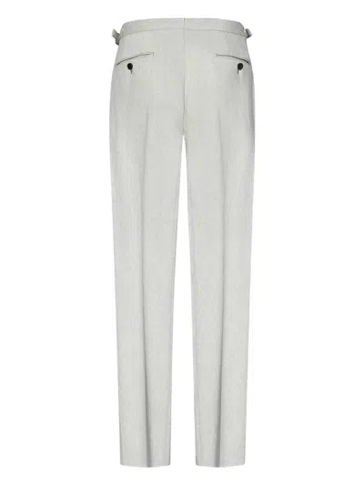 Franzese Collection Tailored Grey Australis Denim Super 150s Merino Wool Trousers In Neutrals