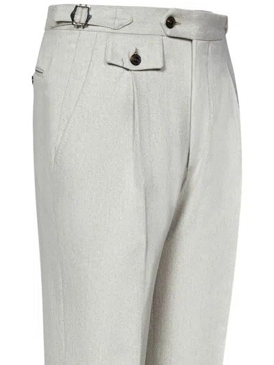 Franzese Collection Tailored Grey Australis Denim Super 150s Merino Wool Trousers In Neutrals