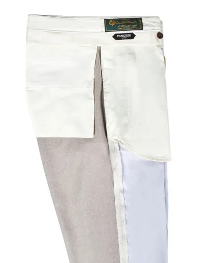 Franzese Collection Tailored Grey Australis Denim Super 150s Merino Wool Trousers In Neutrals