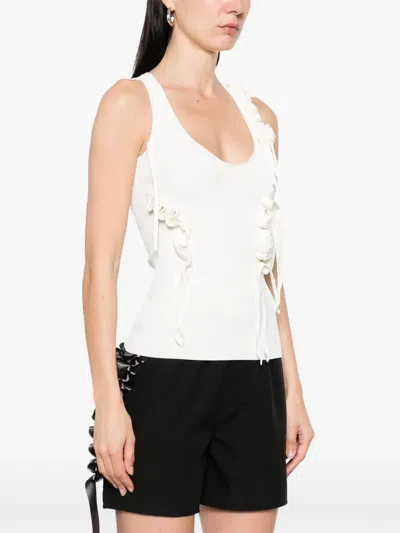 Coperni Knitted Ribbon Long Sleeved Top White In White