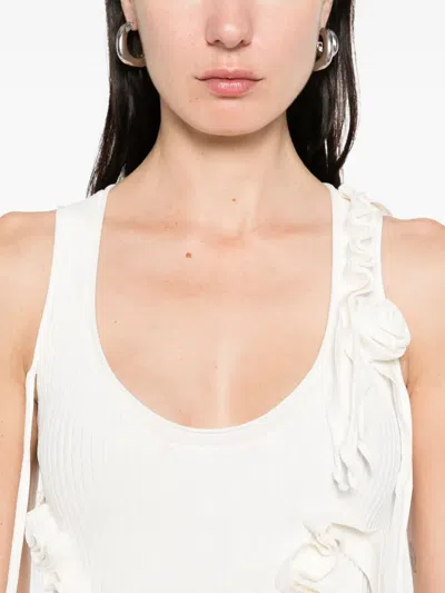 Coperni Knitted Ribbon Long Sleeved Top White In White