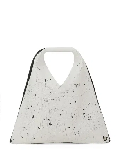 Mm6 Maison Margiela Classic Japanese Reversible Leather Shoulder Bag In Blackwhite