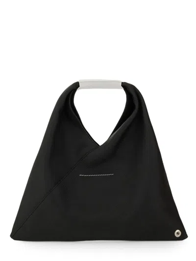 Mm6 Maison Margiela Classic Japanese Reversible Leather Shoulder Bag In Blackwhite
