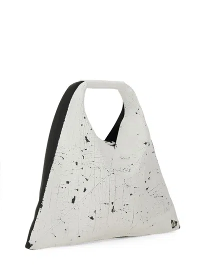 Mm6 Maison Margiela Classic Japanese Reversible Leather Shoulder Bag In Blackwhite
