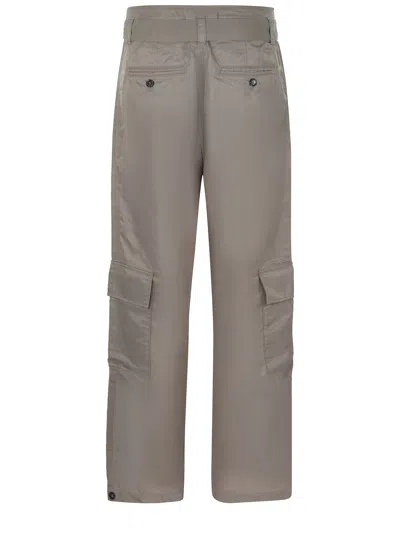 Pinko Stretch Cotton Gabardine Cargo Pants In Kaki