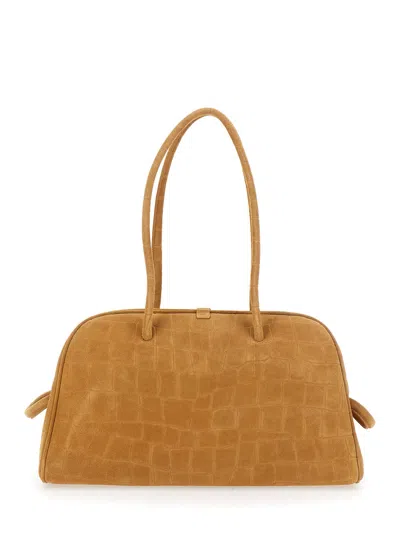 Jacquemus 'le Turismo' Beige Handbag With Crocodile Effect And Logo Embossed On The Front In Beige