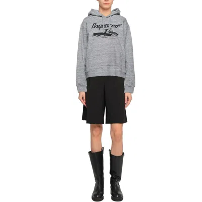 Dsquared2 Logo Cotton Jersey Hoodie In Gray