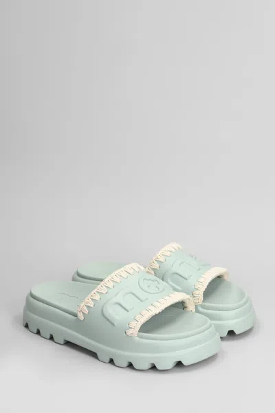 Mou Eva Onepiece Flats In Green Rubber/plasic In Tea Tea