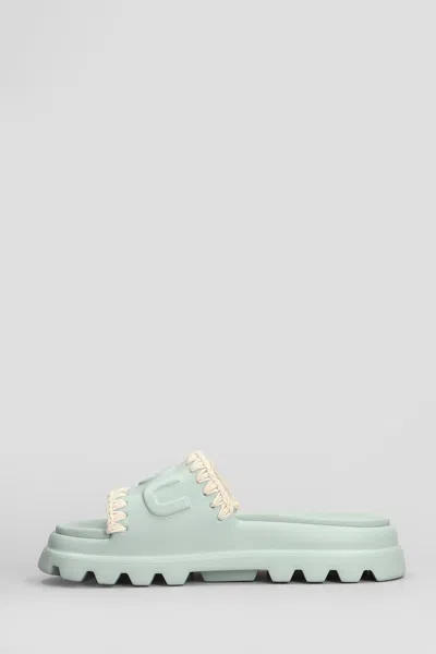 Mou Eva Onepiece Flats In Green Rubber/plasic In Tea Tea