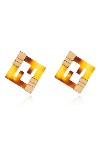 Fendi Earrings In The Shape Of A Logo In Orosofttartaruga