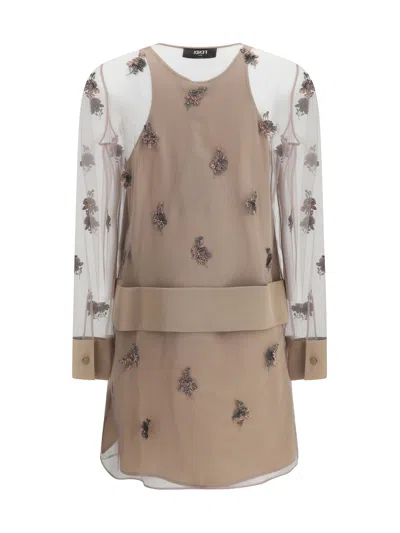 Fendi Embroidered Tulle Mini Dress