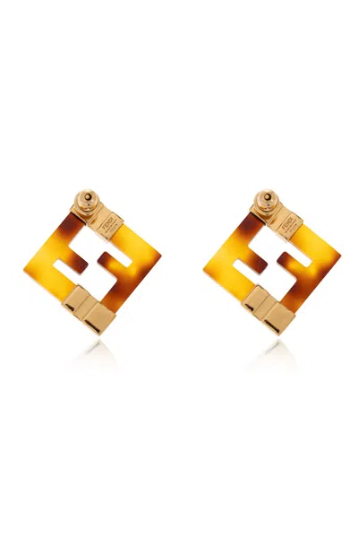 Fendi Earrings In The Shape Of A Logo In Orosofttartaruga
