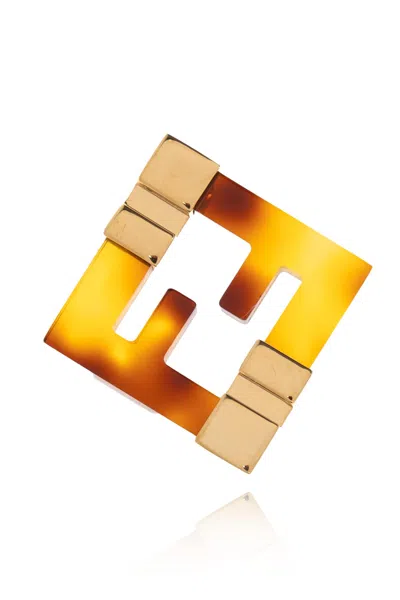 Fendi Earrings In The Shape Of A Logo In Orosofttartaruga