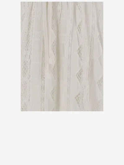 Pinko Flowing Maxi Skirt With Intricate Lace Detailing In White