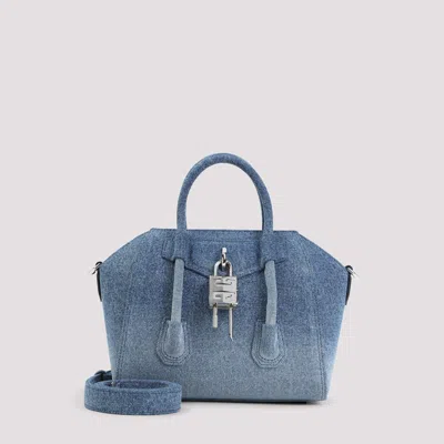 Givenchy Antigona Lock Mini Top-handle Bag In Faded Denim In Mediumblue