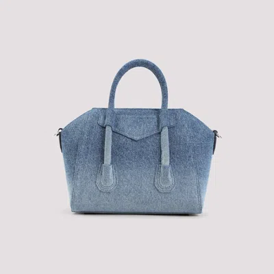 Givenchy Antigona Lock Mini Top-handle Bag In Faded Denim In Mediumblue